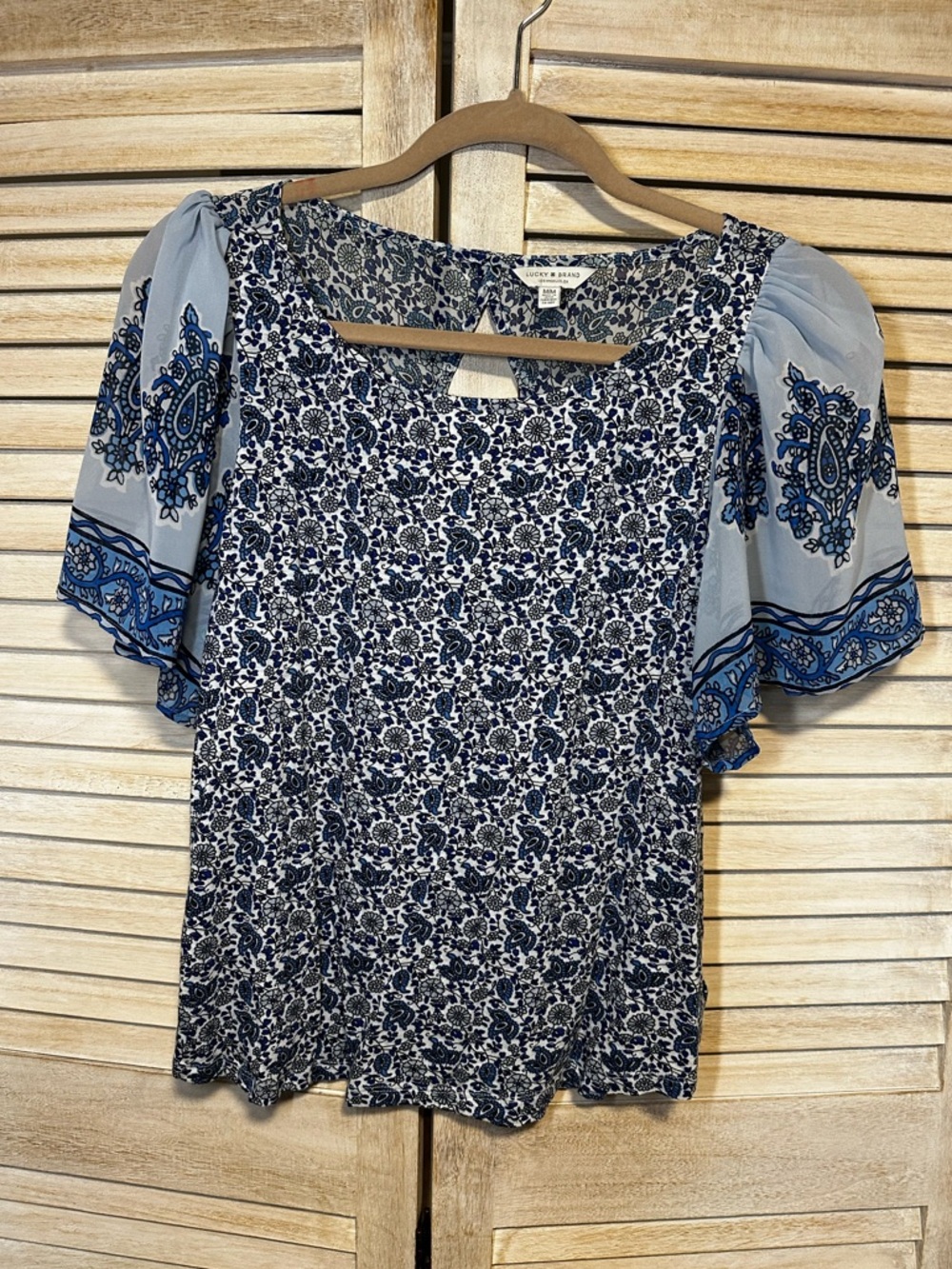 Lucky Brand Floral Paisley Flutter Sleeve Blouse